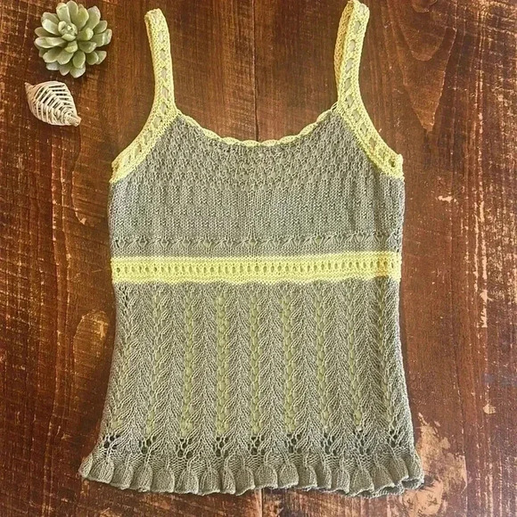 Sigrid Olsen | “Herb Garden” Silk & Cotton Knitted Tank Top in Everglade - Picture 6 of 7